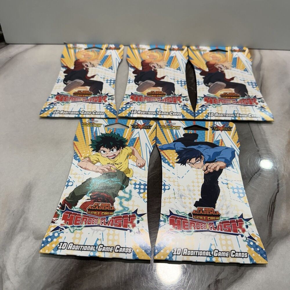 My Hero Academia CCG Universus Heroes Clash Booster Packs Lot of 5 Sealed New